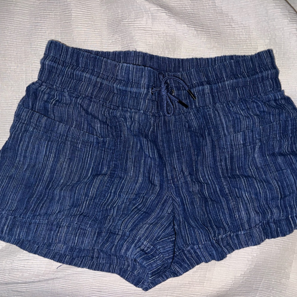 Athleta Blue Athletic Shorts with Distressed Hem